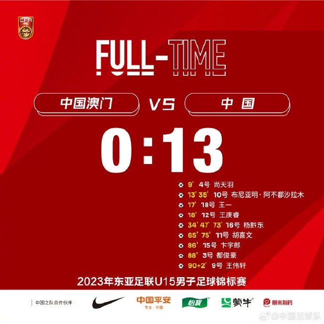 东亚足联U15男足锦标赛 中国队13比0击败中国澳门