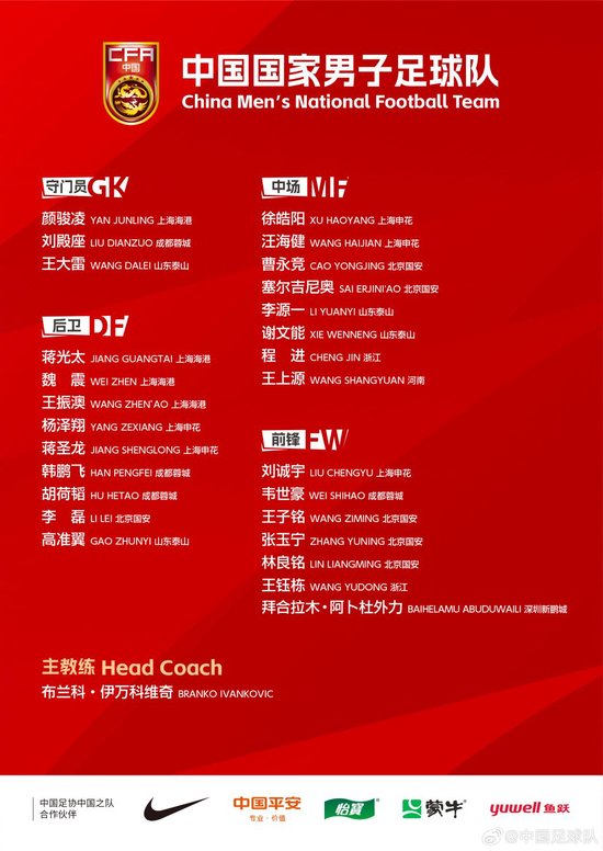 国足大名单揭晓：中场核心塞尔吉尼奥领衔